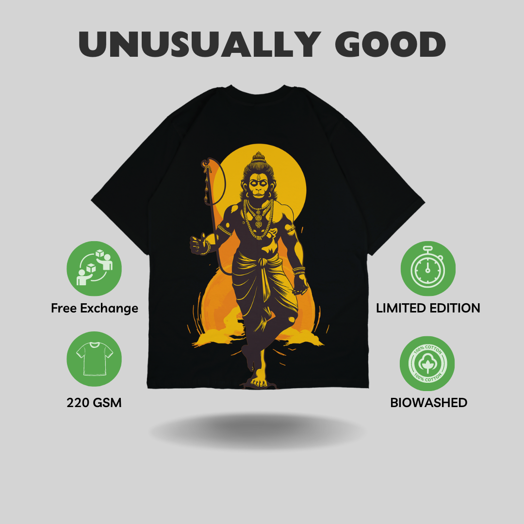 Hanuman Back Print Oversized T-Shirt