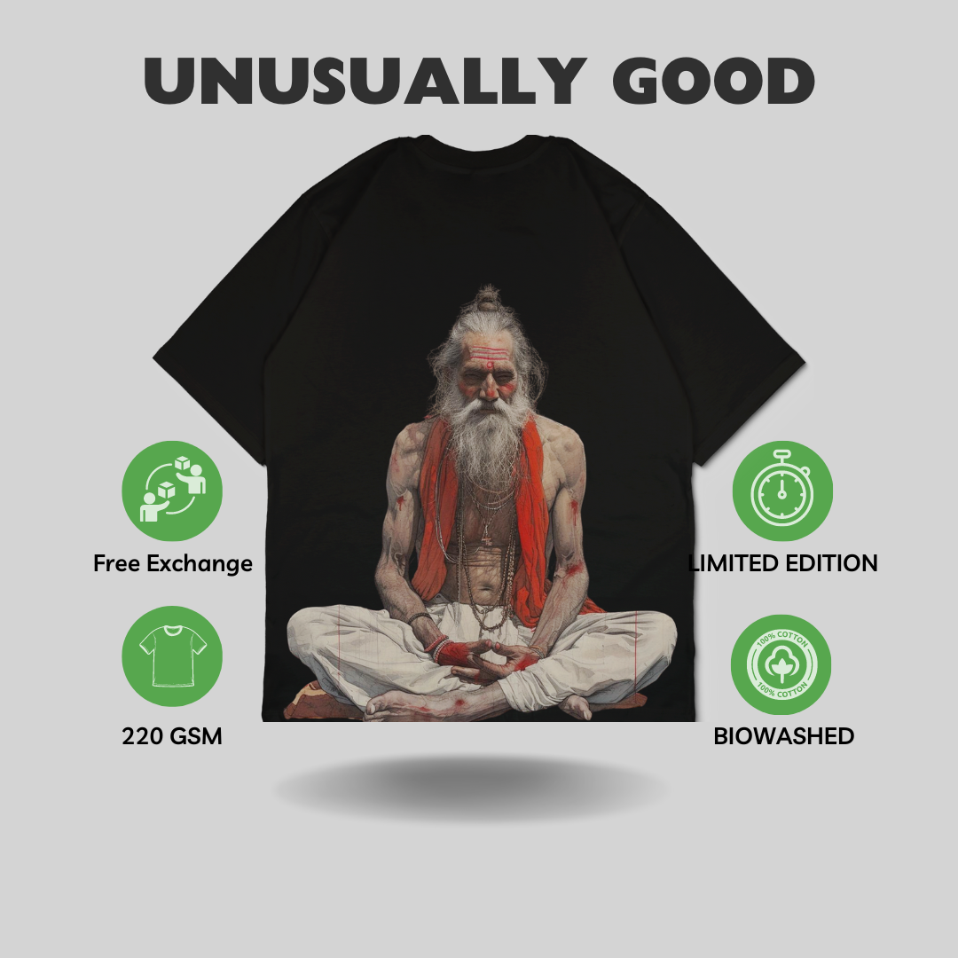 Meditating Sadhu Oversized T-Shirt