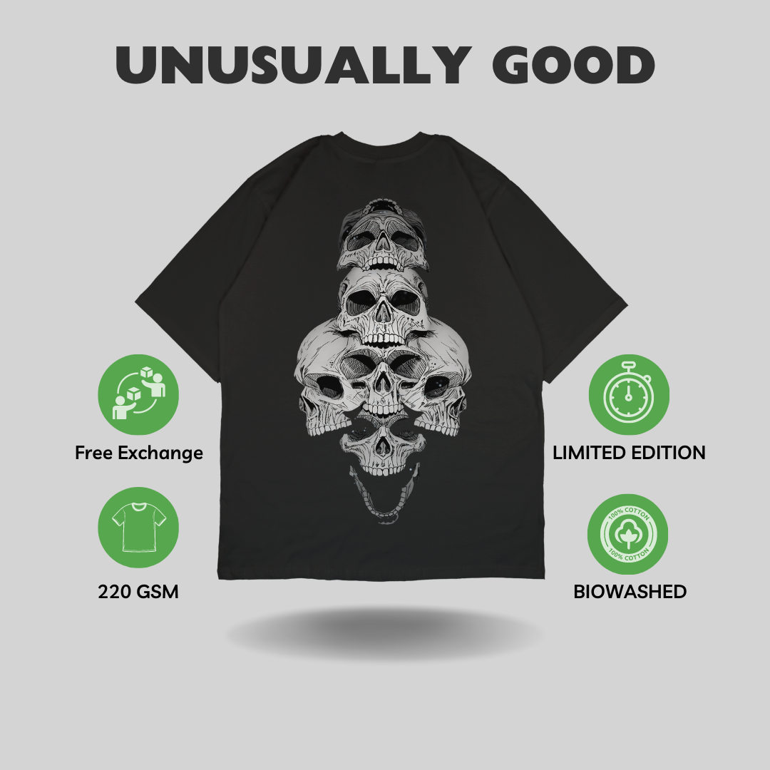 Oversized Skull Overdye Graphic T-shirt