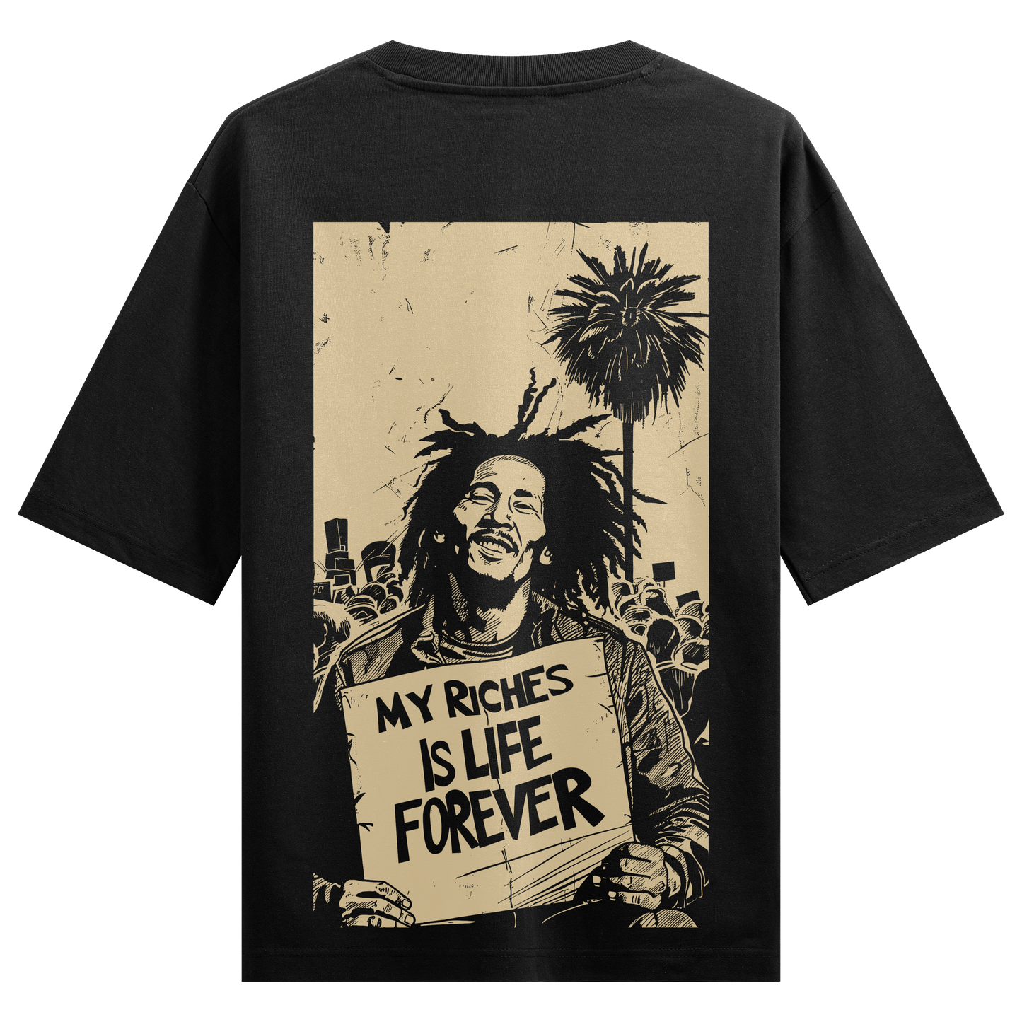 Bob Marley Riches Is life Forever Back Print Oversized T-Shirt