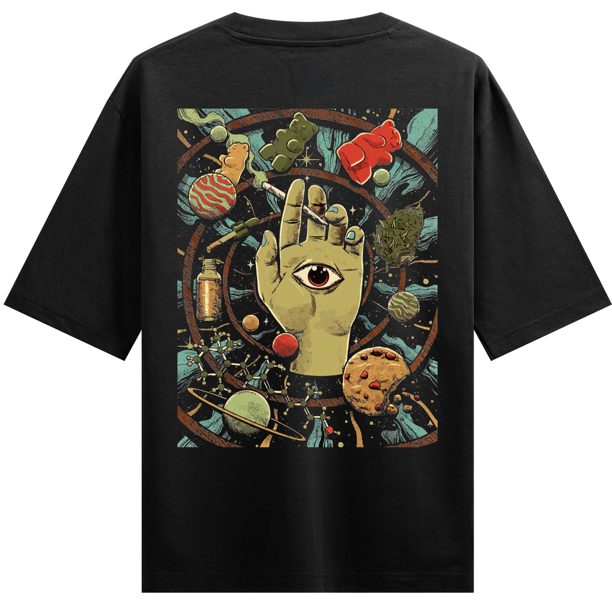 Back Print Psychedelic Eye Art Essential Oversized Tshirt