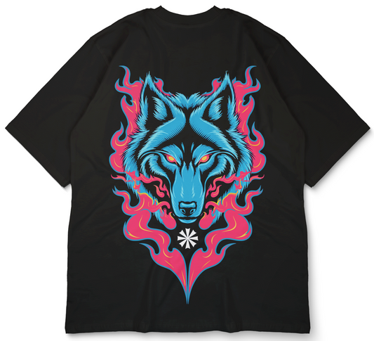 PRDGY Wildfire Wolf Oversized T-Shirt