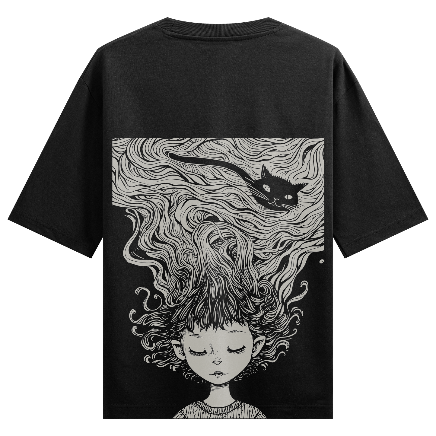 Cat On My Mind Back Print Oversized T-Shirt