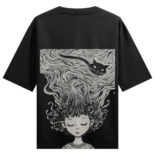 Cat On My Mind Back Print Oversized T-Shirt