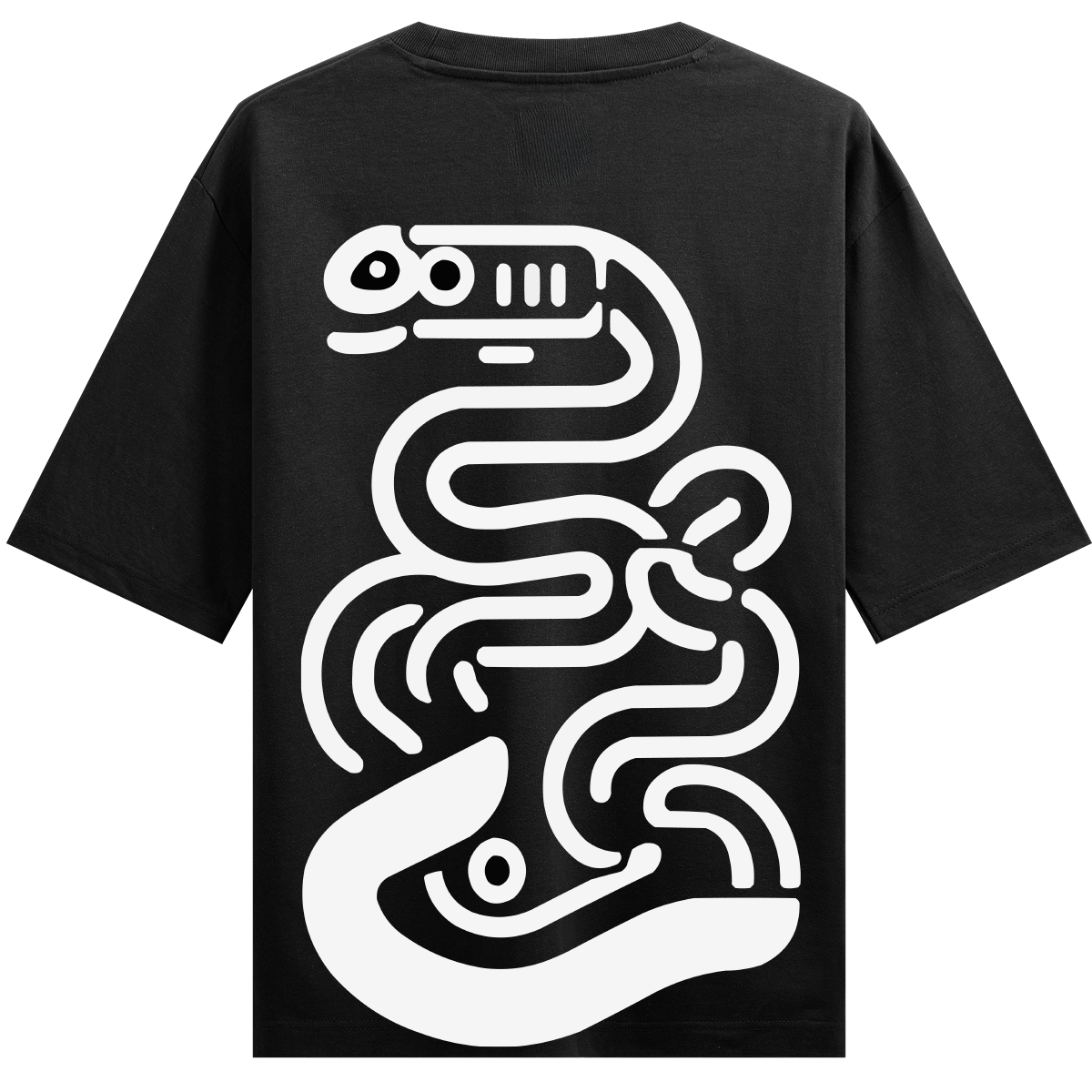 Doodle Snake Back Print Oversized T-shirt