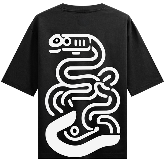 Doodle Snake Back Print Oversized T-shirt