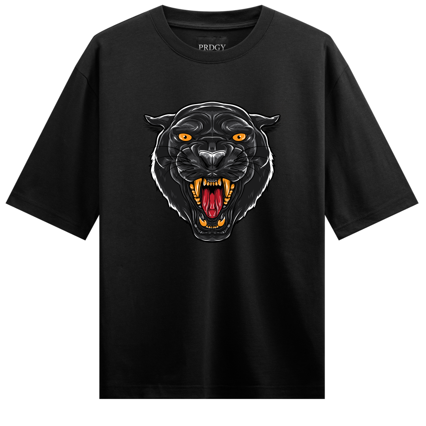 PRDGY Angry Black Panther Head Oversized Tshirt