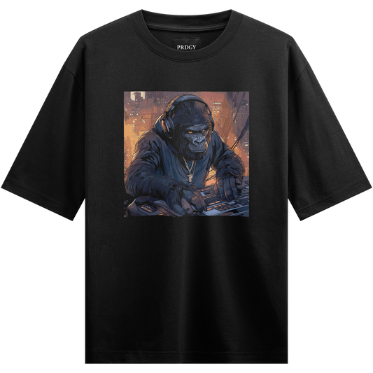 PRDGY Dj King Kong Chest Print Oversized T-Shirt