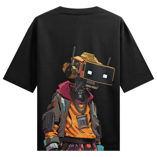 Prdgy Futuristic DJ 2 Back Print Oversized T-Shirt