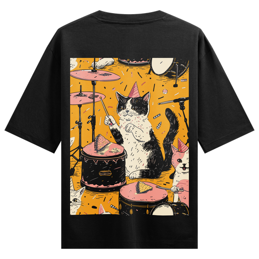 PRDGY Kitty Party Back Print Oversized T-Shirt