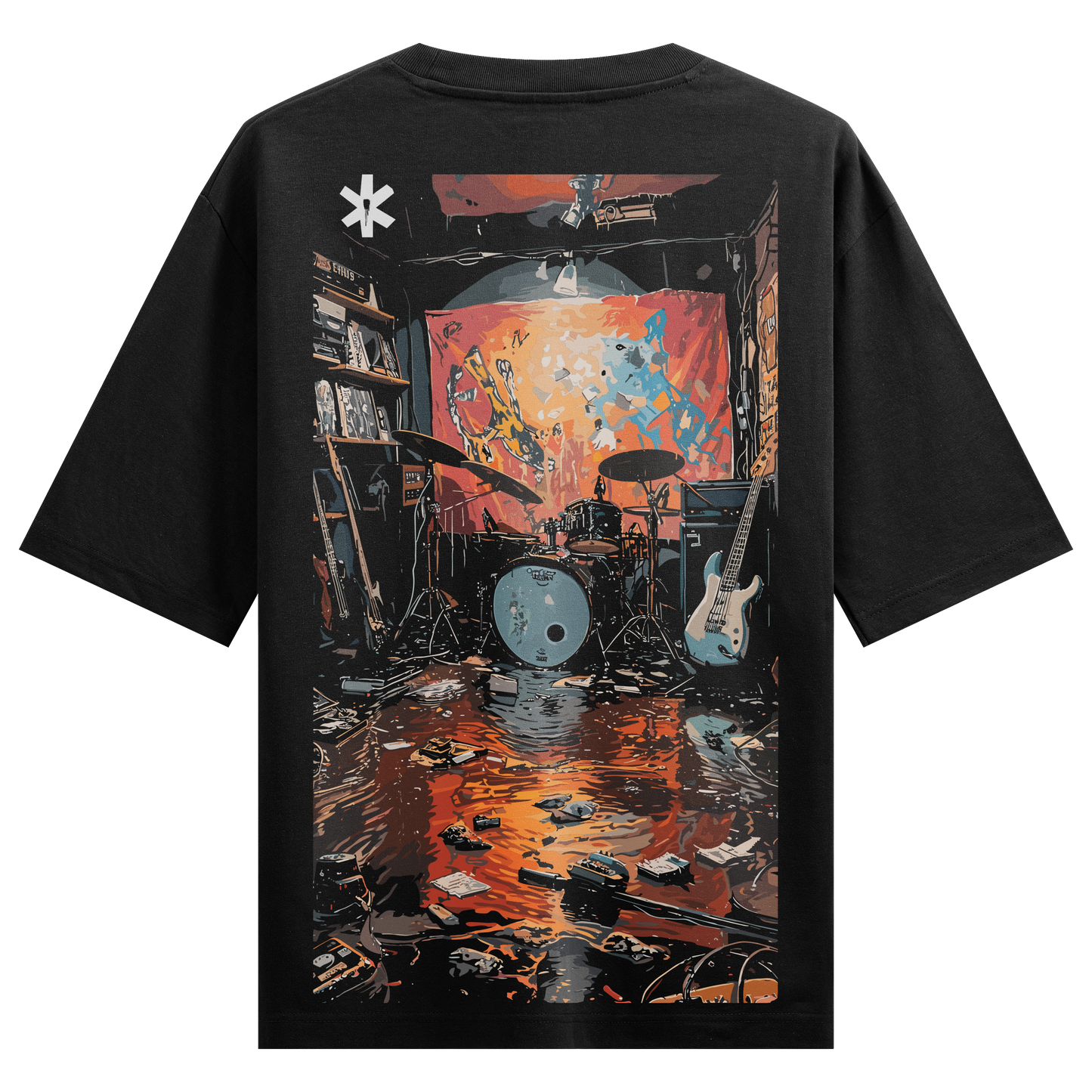 PRDGY Music Is Addictive Back Print Oversized T-Shirt