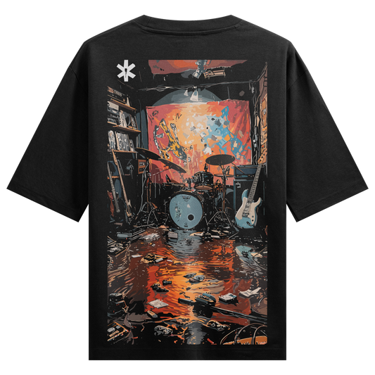 PRDGY Music Is Addictive Back Print Oversized T-Shirt