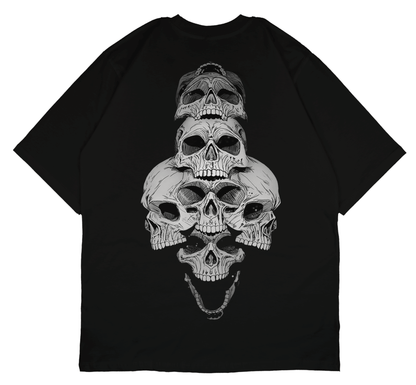 Back Print PRDGY SKULLS Oversized T-Shirt - PRDGY