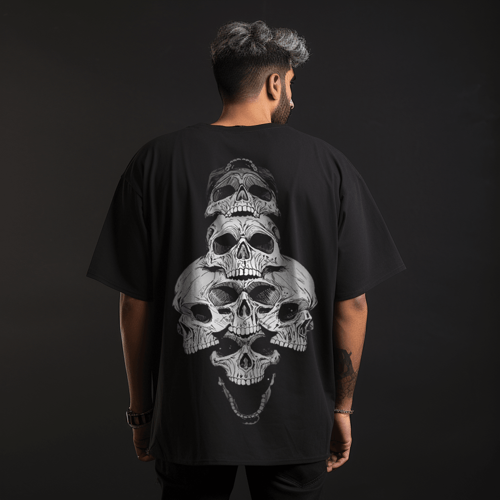 Oversized Skull Overdye Graphic T-shirt