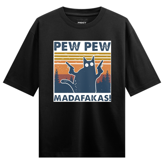 Pew Pew MF Cat Oversized T-Shirt