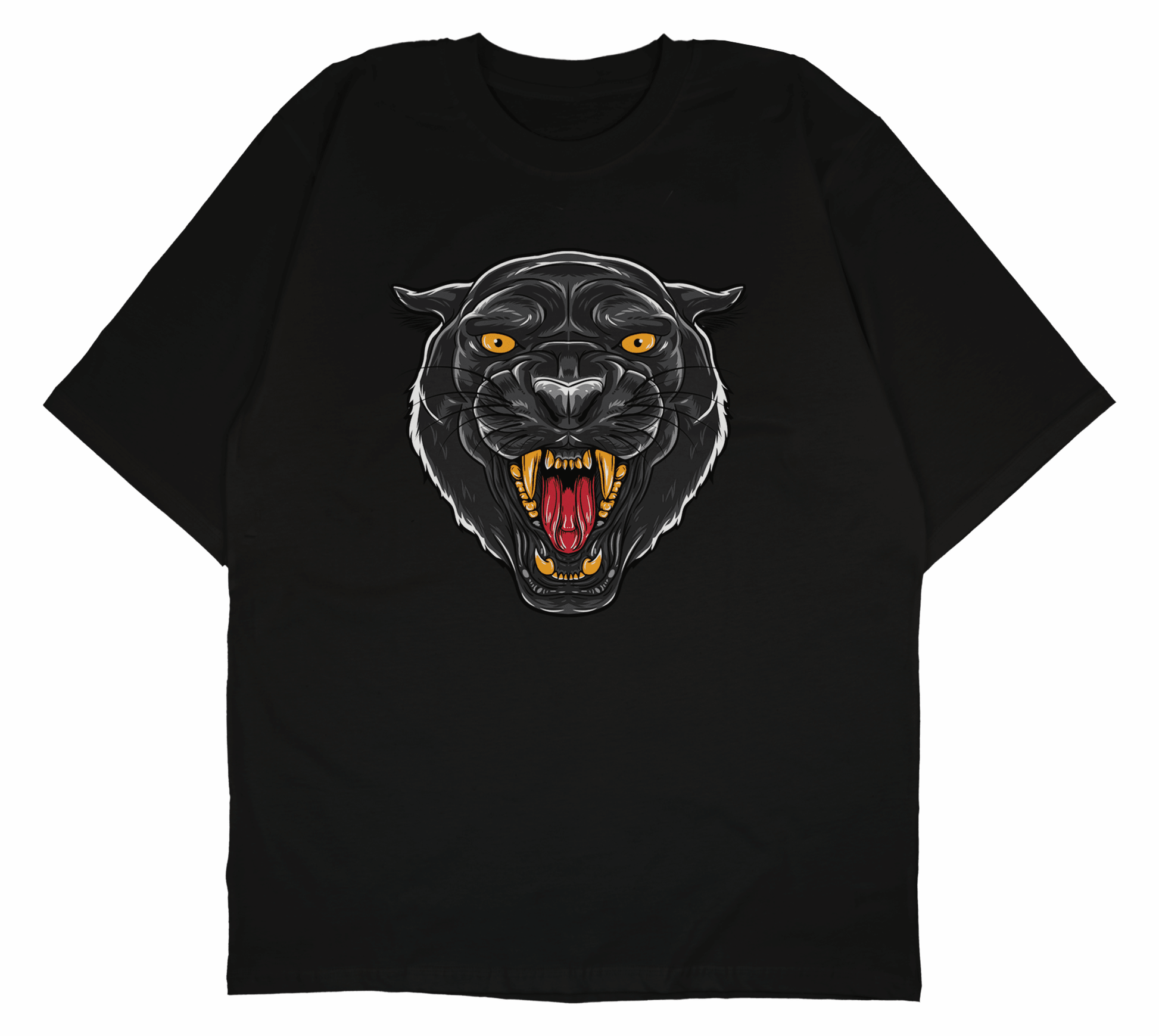 PRDGY Angry Black Panther Head Oversized Tshirt - PRDGY