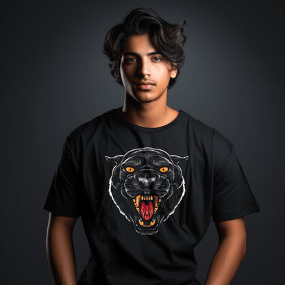 PRDGY Angry Black Panther Head Oversized Tshirt - PRDGY