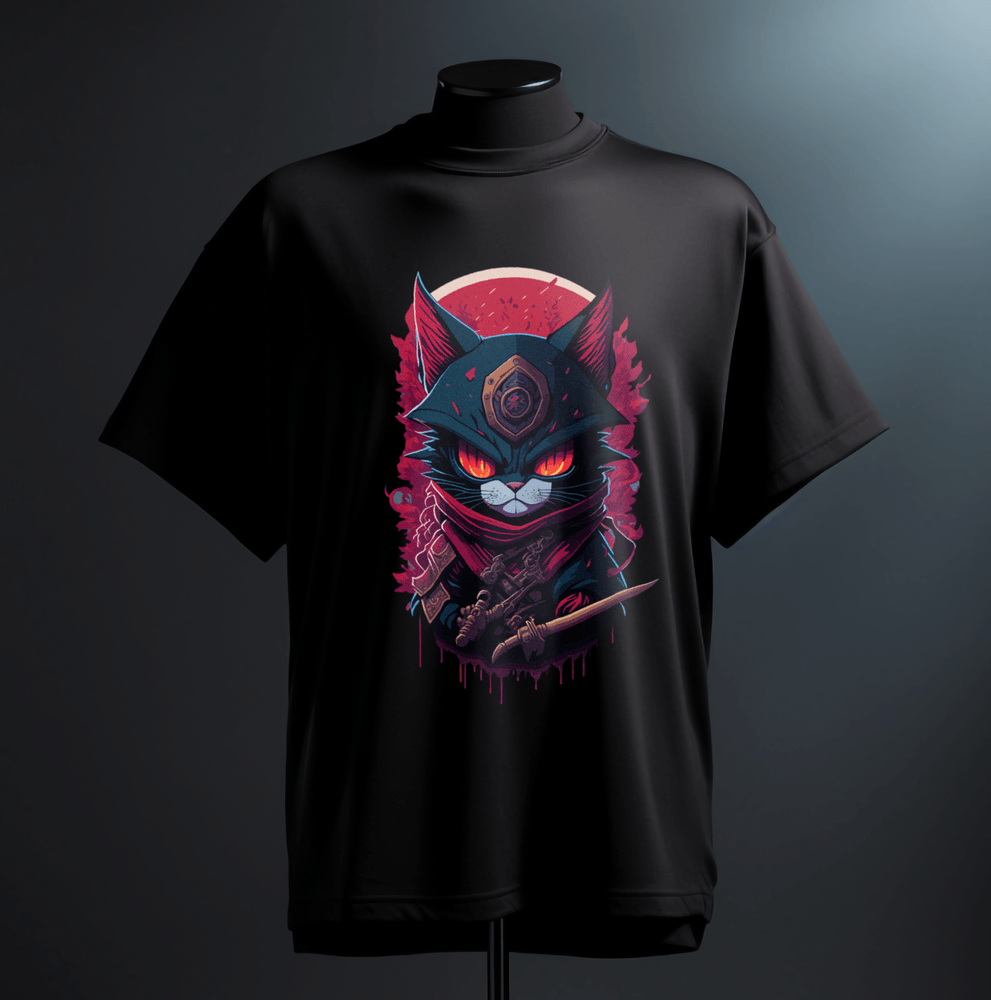 PRDGY Samurai Cat Oversized T-Shirt - PRDGY