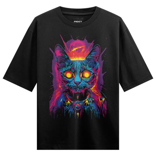 PRDGY Neon Cat Oversized T-Shirt