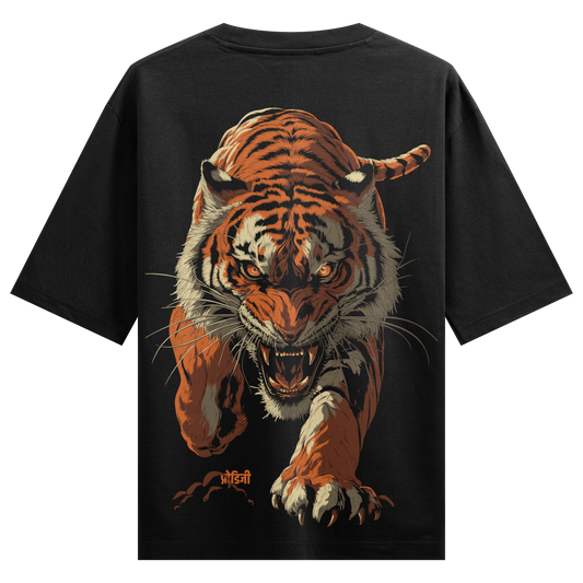 PRDGY TigerBaazi Back Print Oversized T-Shirt